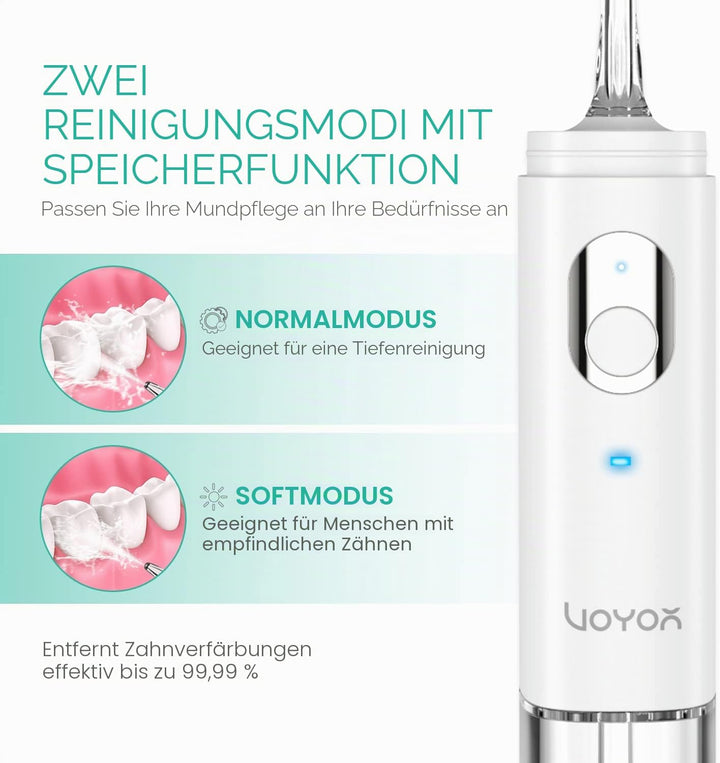 VOYOR Mini-Munddusche Kabellos Tragbar Wasserflosser Wiederaufladbar und IPX7 wasserdicht Plaque-Ent