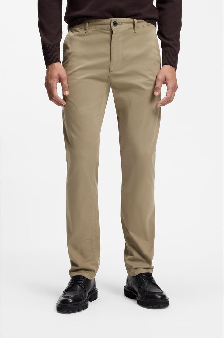 BOSS Herren Schino-Slim D Slim-Fit Hose aus elastischem Baumwoll-Satin 31W / 32L Light/Pastel Brown2