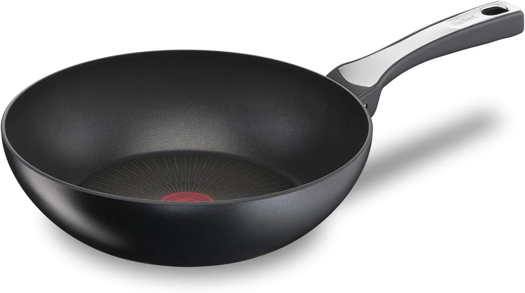 Tefal Unlimited On Wokpfanne 28 cm | G25919 | Kratzfeste Titanium 6X Antihaftversiegelung | THERMO-S