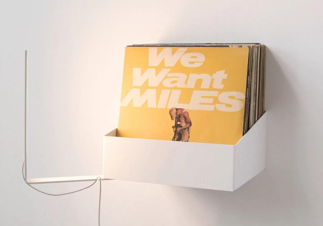 TEEbooks – 1 Schallplatten Wandhalterung 32 cm | Vinyl Regal aus Stahl Weiss | Unsichtbares Schallpl