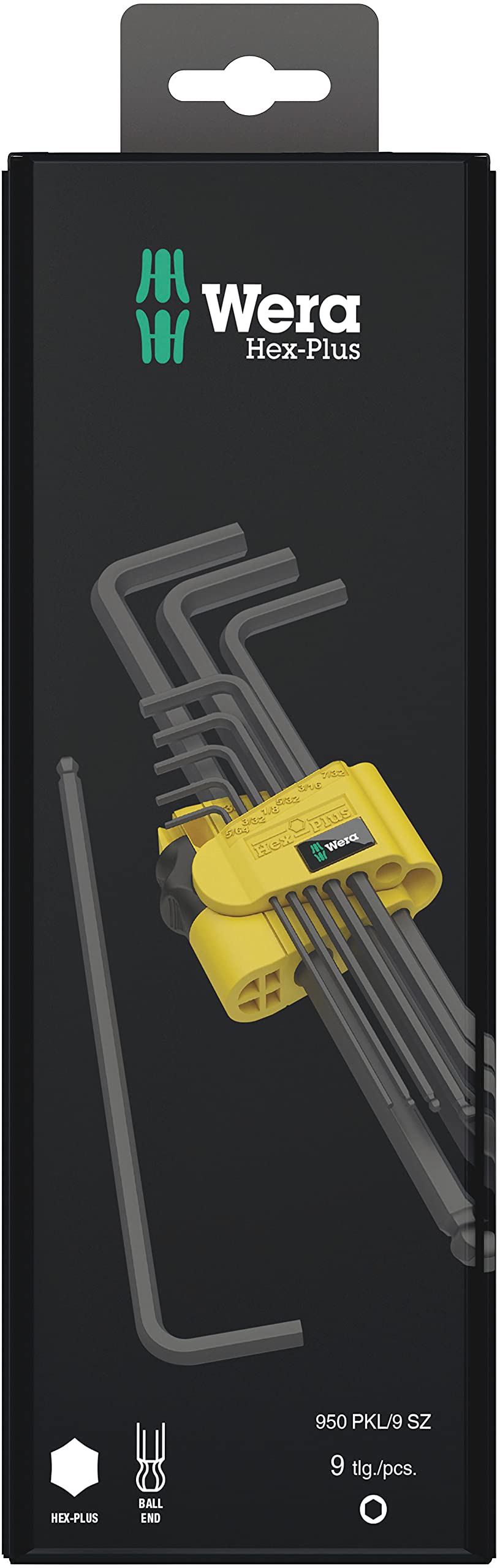 Wera 950 PKL/9 SZ N SB Winkelschlüsselsatz, zöllig, BlackLaser, 9-teilig, Wera 05133180001