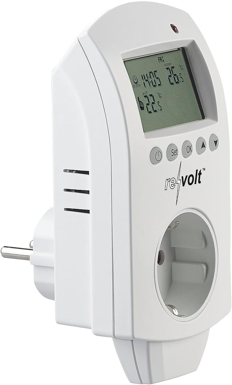 revolt Steckerthermostat: Digitales Steckdosen-Thermostat für Heiz- & Klimageräte, 3.680 Watt (Frost