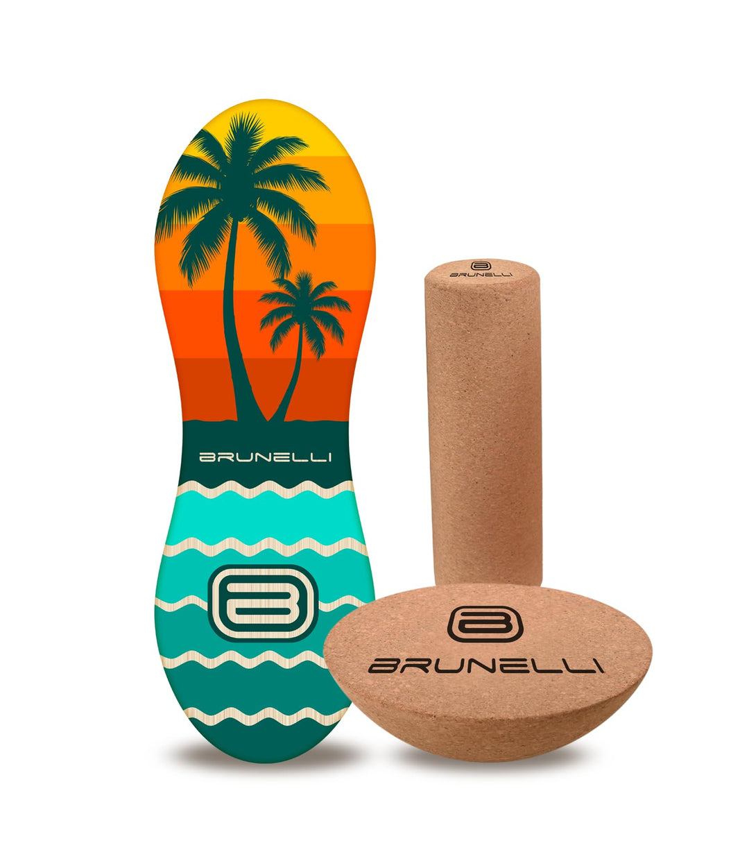 Brunelli Balance Board Holz Komplettset - Balanceboard mit Rolle & Halbkugel Gleichgewicht Core Trai