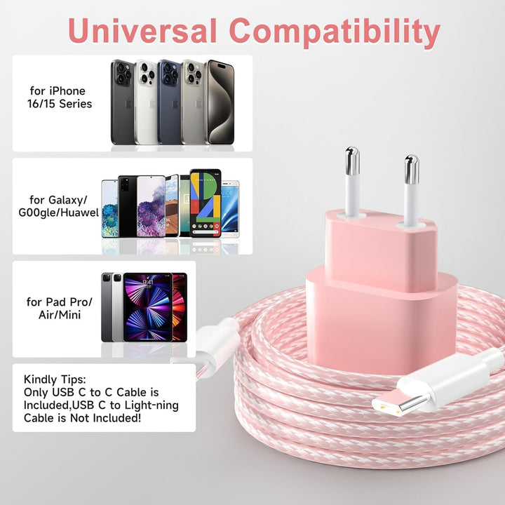 USB C Ladegerät Ladekabel für iPhone 16 15, 20W USB C Schnellladegerät und Schnellladekabel, 2Pack L