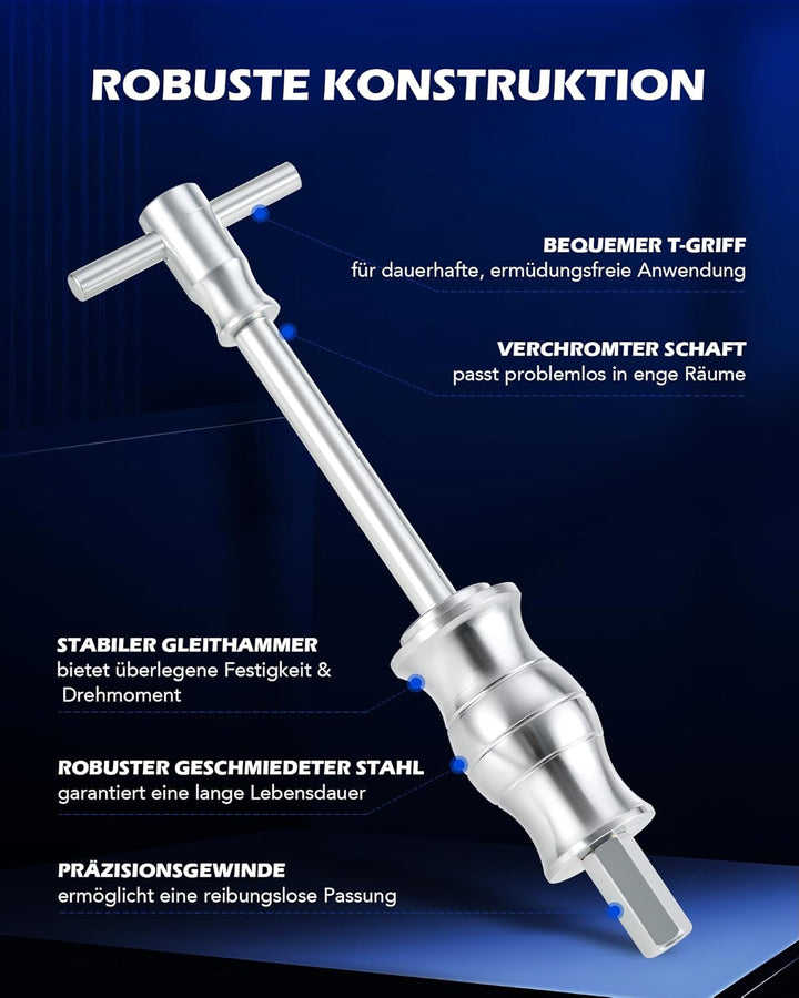 Orion Motor Tech Innenlager Abzieher Set 16-teilig, Lagerabzieher Innen mit Gleithammer und Abziehvo