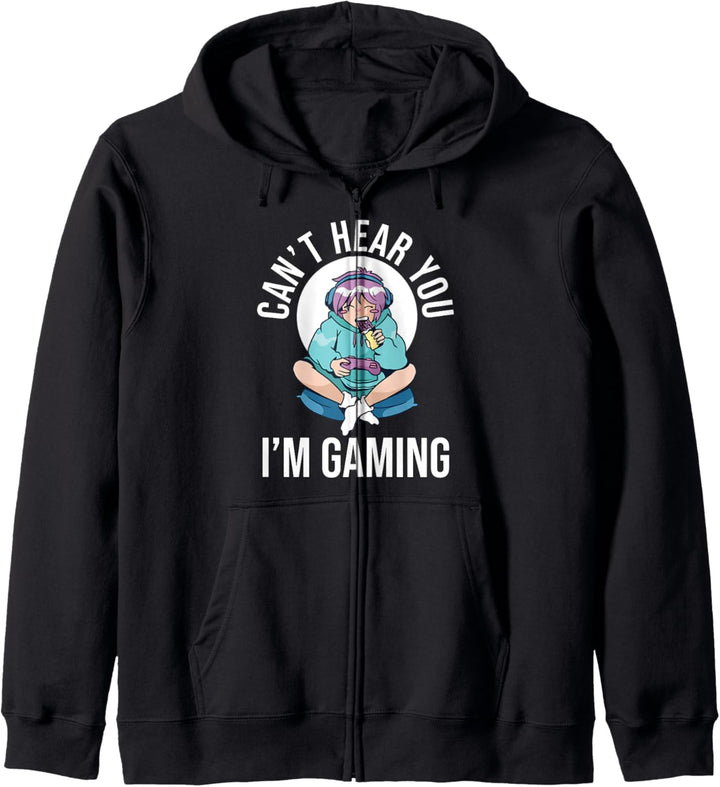 Lustiges Anime Gamer Girl | Can't Hear You I'm Gaming Spruch Kapuzenjacke
