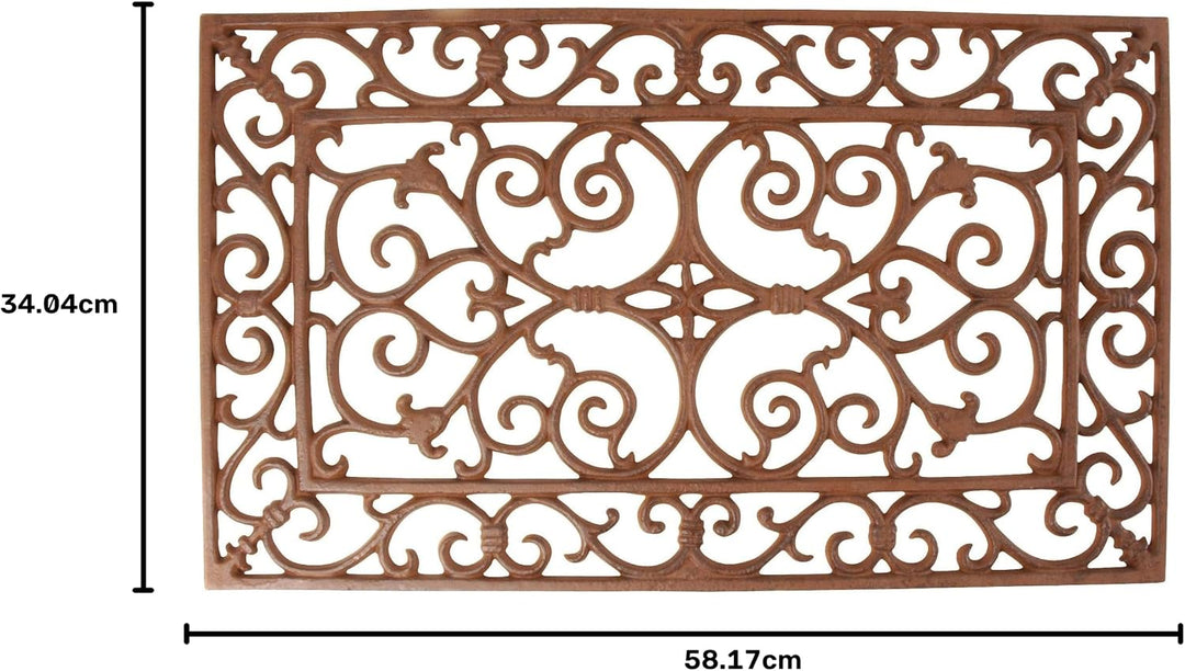 Esschert Design Schmutzfangmatte, Fussmatte in antik aus rötlichem Gusseisen, rechteckig, ca. 58 cm