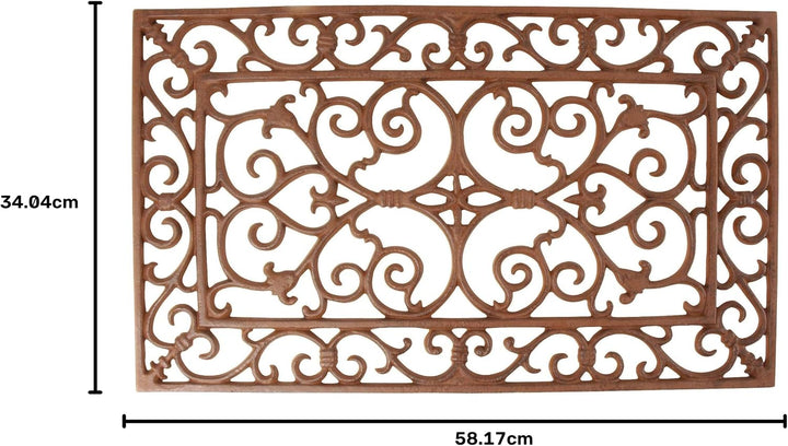 Esschert Design Schmutzfangmatte, Fussmatte in antik aus rötlichem Gusseisen, rechteckig, ca. 58 cm