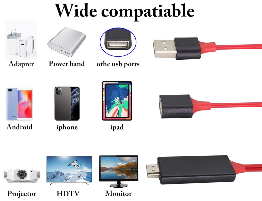 1080P/60Hz 2,4G HD HDMI-Männlich auf 2 USB-Weiblich/Männlich Kabel,Telefon und Tablet-Computer HDMI-
