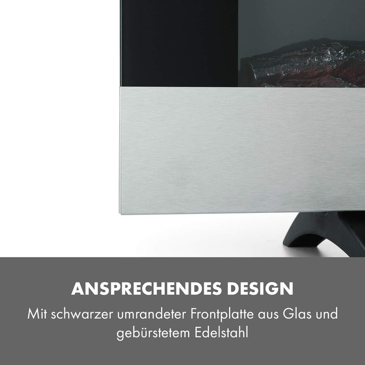 Klarstein Basel Elektrokamin - Heizlüfter mit 1000 oder 2000 Watt Heizleistung, 2 Heizstufen, LED-Fl