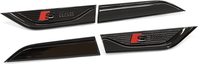 Audi 8W6071807 Plaketten-Set S-line Schriftzug Kotflügel Logo Aufkleber, schwarz/rot