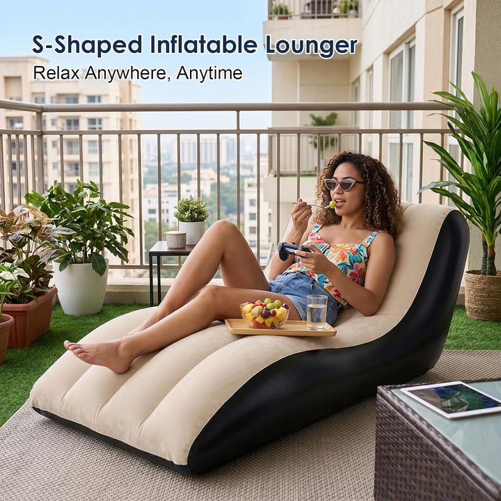 Yuragim Aufblasbares Sofa, Aufblasbarer Sessel, Aufblasbar Liegestuhl mit Luftpumpe, Wasserdichtes A
