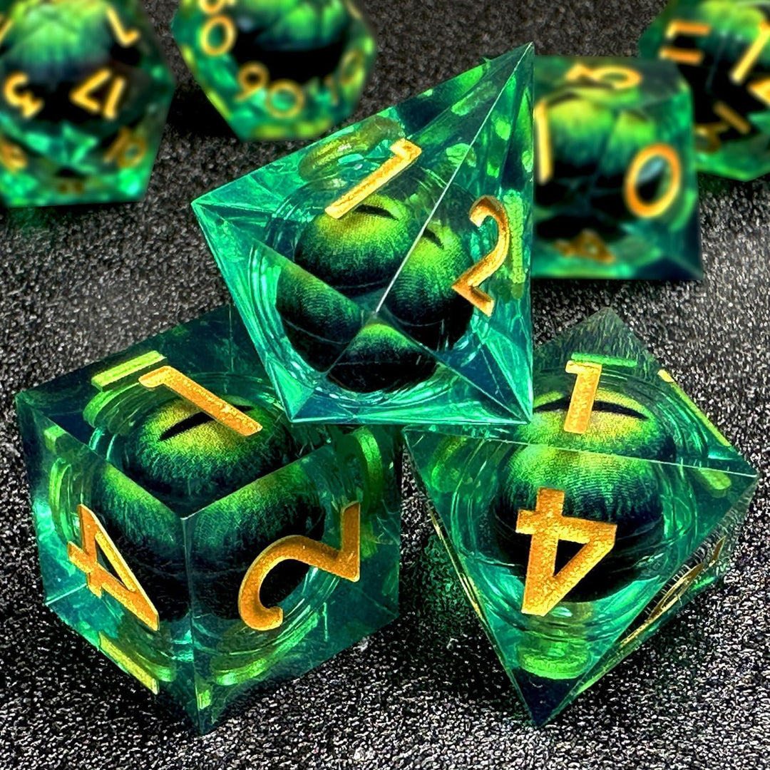 Power Beast Dungeon Würfel Set Rotierendes Drachenauge, 7 Rollenspiel Würfel, Polyedrische Würfel Se