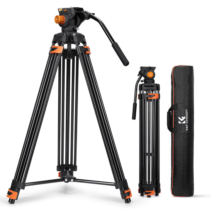 K&F CONCEPT 202cm Videostativ mit Fluidkopf, Robustes Kamerastativ aus Aluminiumlegierung mit Schnel