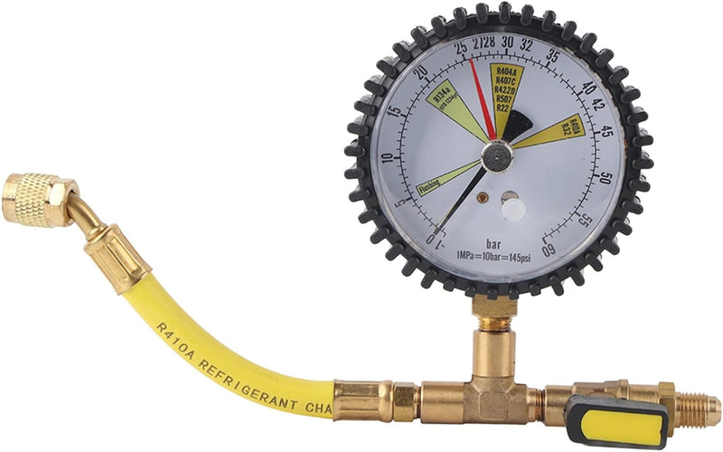 Artillery Klimaanlage Manometer,1/4 SAE Inch Klimaanlagen Kühlung Stickstoffdrucktest Manometer,80mm