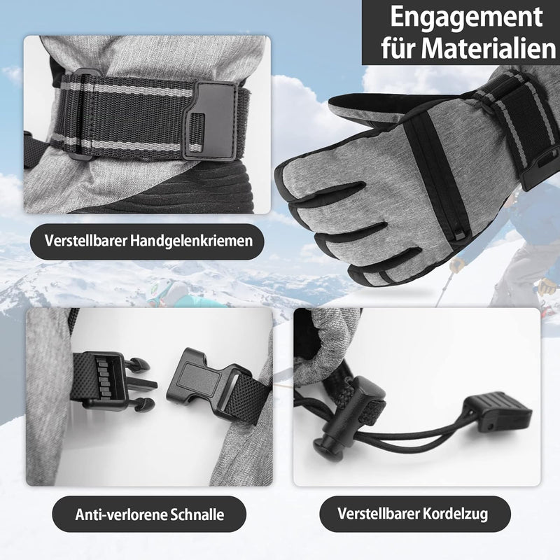 Vihir Winterhandschuhe Skihandschuhe Herren & Damen Thermo Handschuhe, Wasserdichte Touchscreen 3M T