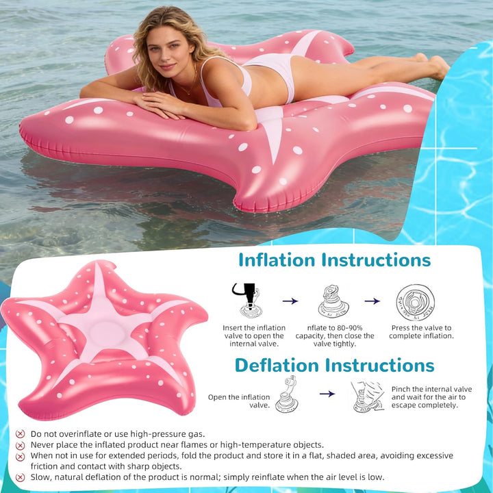 Luftmatratze Seestern 150cm, Pool Hängematte und Schwimmliege für Erwachsene, Wasser Spielzeug und S