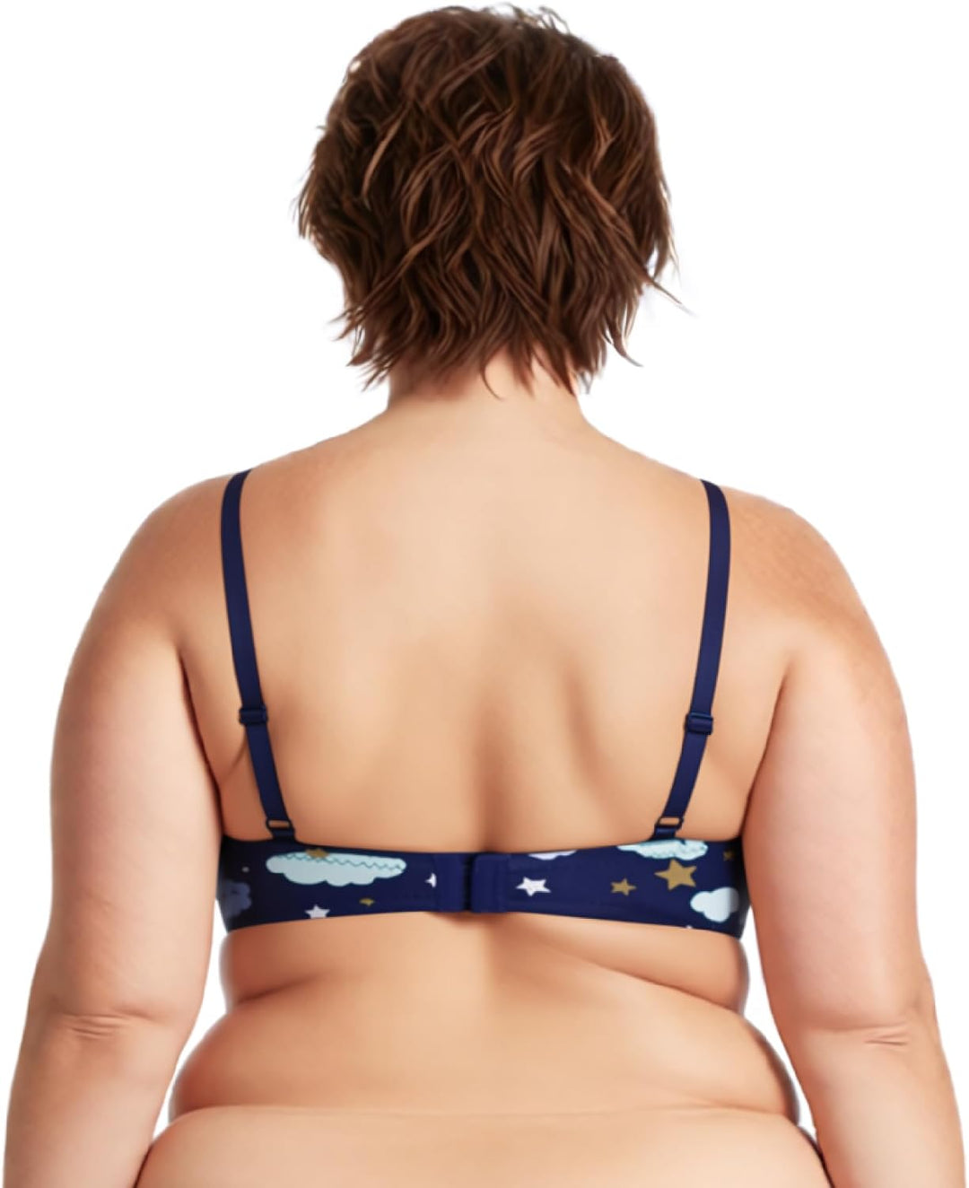 Curve Muse Übergrösse Still Baumwolle Ungefüttert Drahtloser BH Mit Spitzenbesatz 95C Marineblau Bed