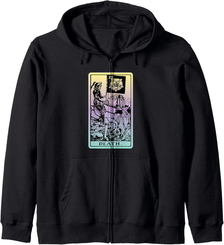 Tod Death Tarot-Karte Hexe Wahrsagerin Pastel Goth Arcana Kapuzenjacke