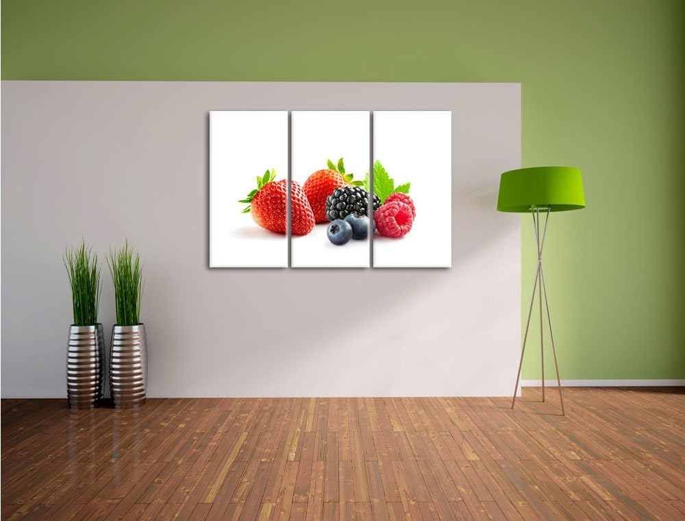 Pixxprint Frisches Obst 3-Teiler Leinwandbild 120x80 Bild auf Leinwand