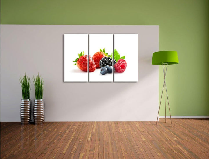 Pixxprint Frisches Obst 3-Teiler Leinwandbild 120x80 Bild auf Leinwand