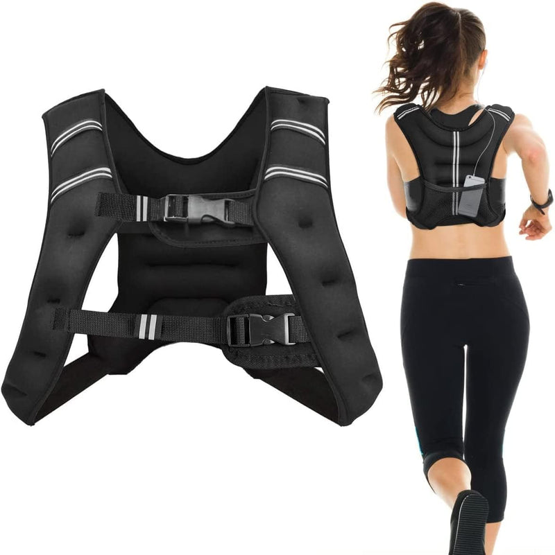 GYMAX Gewichtsweste 15 kg Trainingsweste Fitnessweste mit Reflektierende Streifen Weight Vest Laufwe