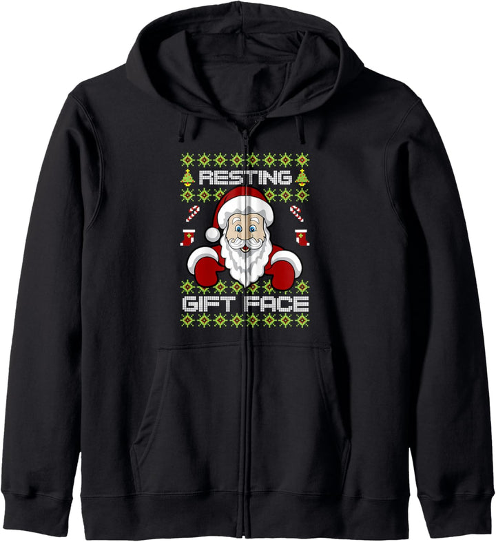 Funny Christmas Santa Resting Gift face Xmas Pun Kapuzenjacke