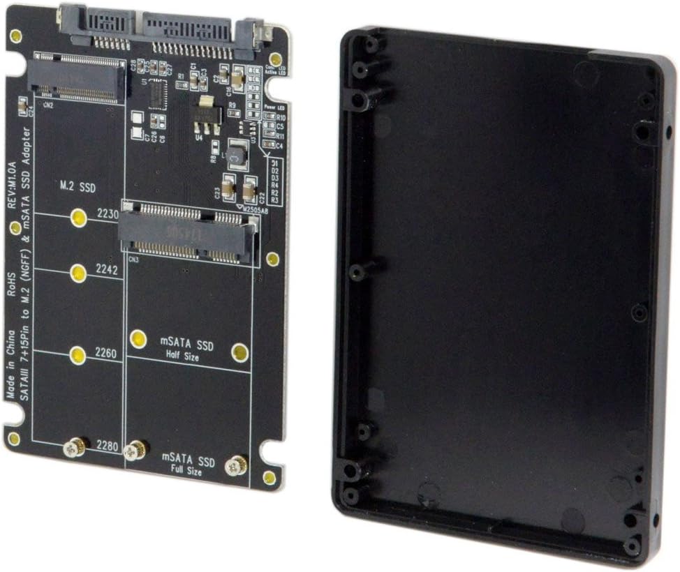 Cablecc 2-in-1-Kombo M.2 NGFF B-Schlüssel & mSATA SSD zu SATA 3.0 Adapter-Konverter, Gehäuse. ohne S