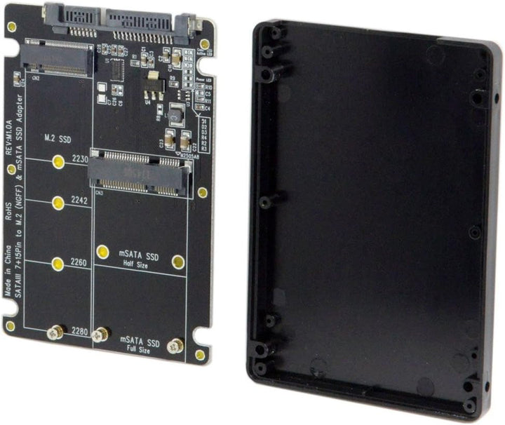 Cablecc 2-in-1-Kombo M.2 NGFF B-Schlüssel & mSATA SSD zu SATA 3.0 Adapter-Konverter, Gehäuse. ohne S