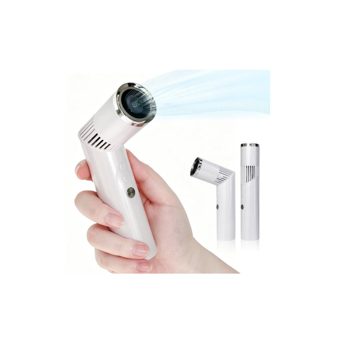Tragbarer Handventilator, Hand Ventilator Kompakt und Wiederaufladbar, Mini Ventilator mit LED-Displ