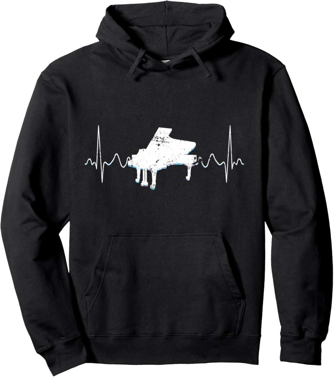 Flügel Pianist Musikinstrument Geschenk Herzschlag Klavier Pullover Hoodie