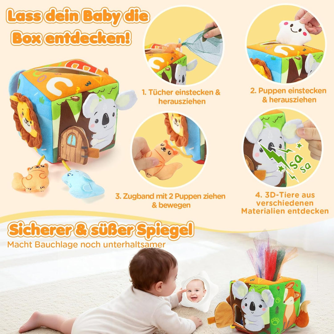 URMYWO Baby Spielzeug 6 12 Monate Tissue Box Spielzeug - Montessori motorik Sensorik Spielzeug mit S