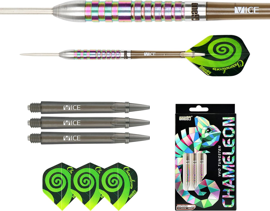 ONE80 Steel Darts Chameleon VHD Steeltip Dart – Hochwertige Steeldarts mit Präzisionsgriff und Chame