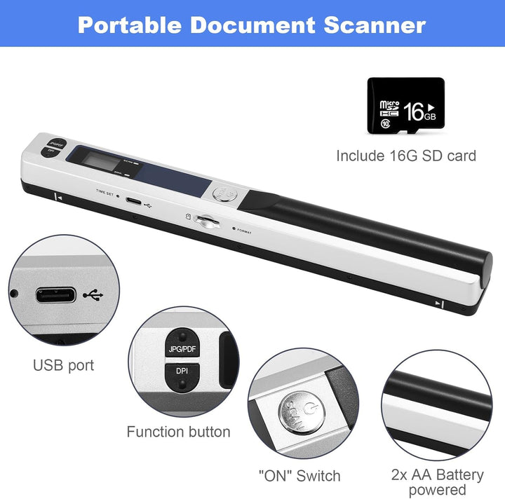 Tragbarer Dokumentenscanner, Mini-Fotoscanner, 900 DPI, Farbscanner, A4, hohe Geschwindigkeit, tragb
