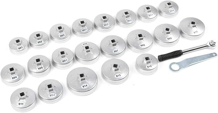 lyrlody 23tlg Alu Ölfilterkappen, Ölfilterschlüssel Set, Ölwechselwerkzeug Druckguss Universal Werkz