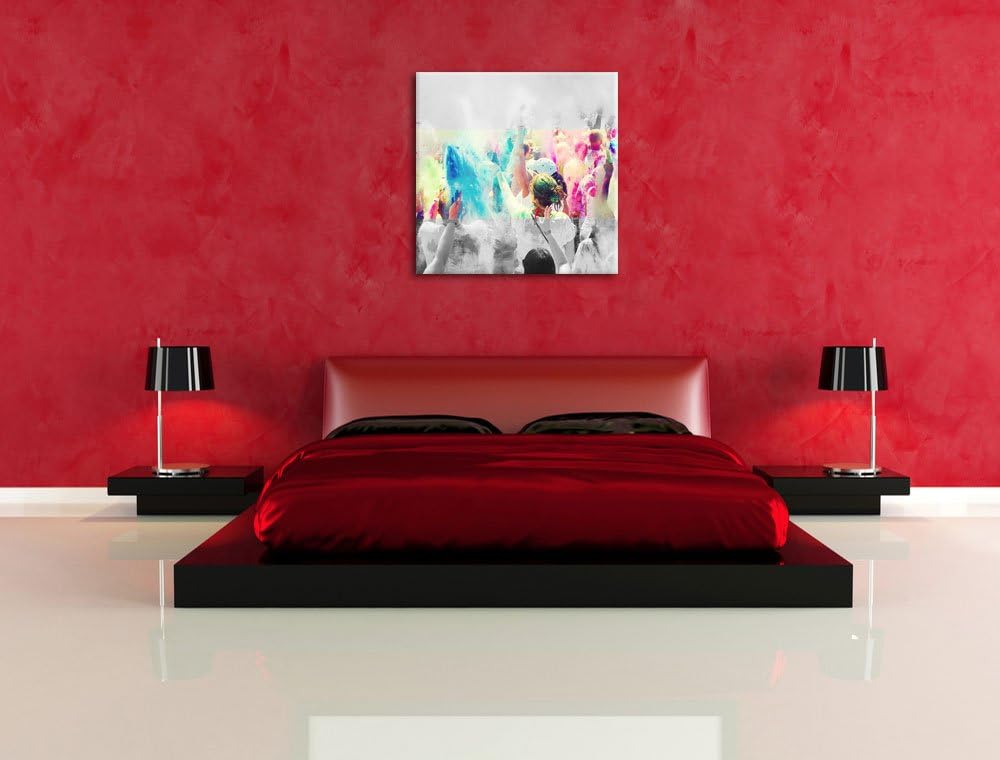 Pixxprint Holi Farben Festival als Leinwandbild Quadratisch/Grösse: 70x70 / Wandbild/Kunstdruck/fert
