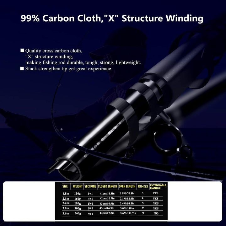 BNTTEAM Tragbares Angelrute Teleskop-Angeln Stationärrolle Carbone Spinnruten Combo Angelschnur Ange
