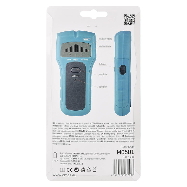 EMOS M0501 Multidetektor, Leitungssucher, multifunktionales Ortungsgerät, Detektionsgerät für Holz,