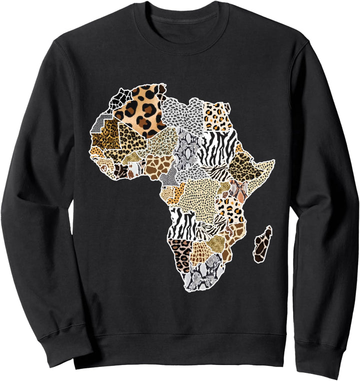 Africa Map with African Safari Animal Print Sweatshirt