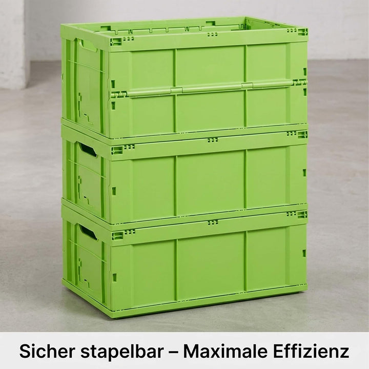Relaxdays Profi Klappbox, stabil, Gewerbe, hochwertiger Kunststoff, Qualität, 60L, Kiste, HBT 31,5 x
