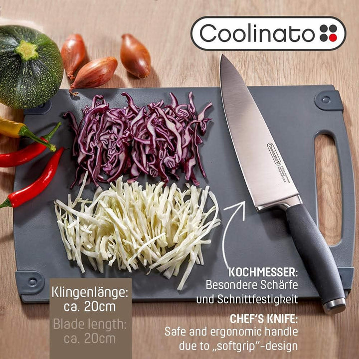 Coolinato Profi Küchenmesser - Kochmesser 20cm, extrem scharf, Japanischer Klingenstahl, Soft Grip G