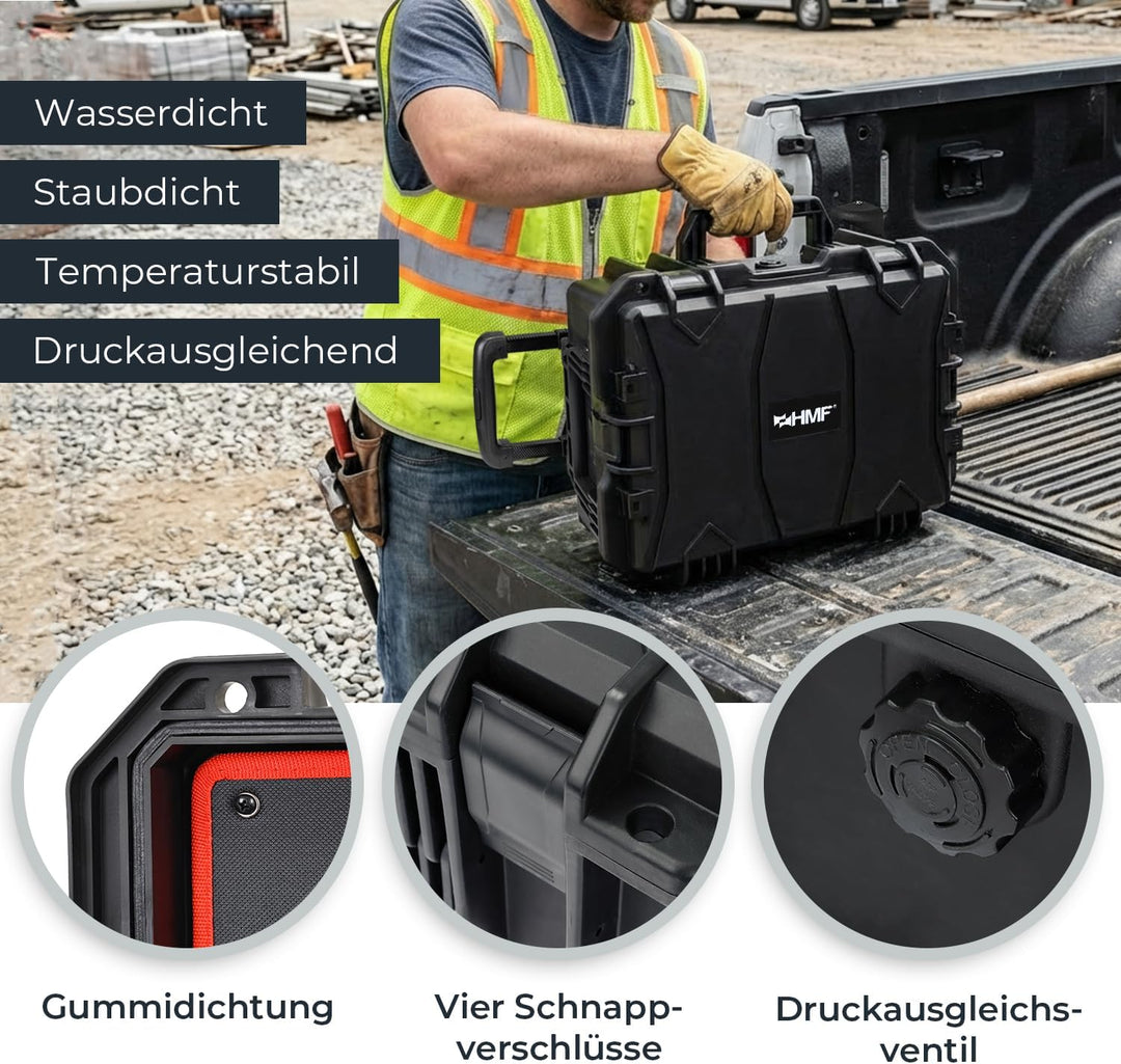HMF 15604-02 Outdoor Werkzeugtrolley, Werkzeugkoffer leer mit Rollen | 46,5 x 36 x 22,5 cm, Trolley