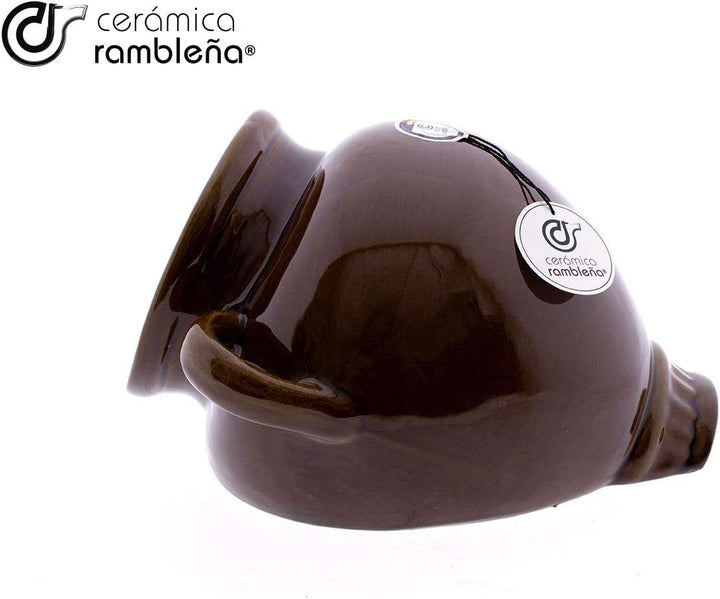 CERÁMICA RAMBLEÑA | Hängetöpfe | Hängetöpfe aus Ton | Cognac Wandtopf - Modell D60 | 15x17x12 cm