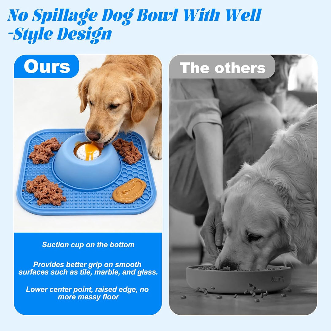 2-in-1 Schleckball Hundenapf & Schleckmatte Hund für Flüssige Dickflüssige Snacks,rutschfest Silikon