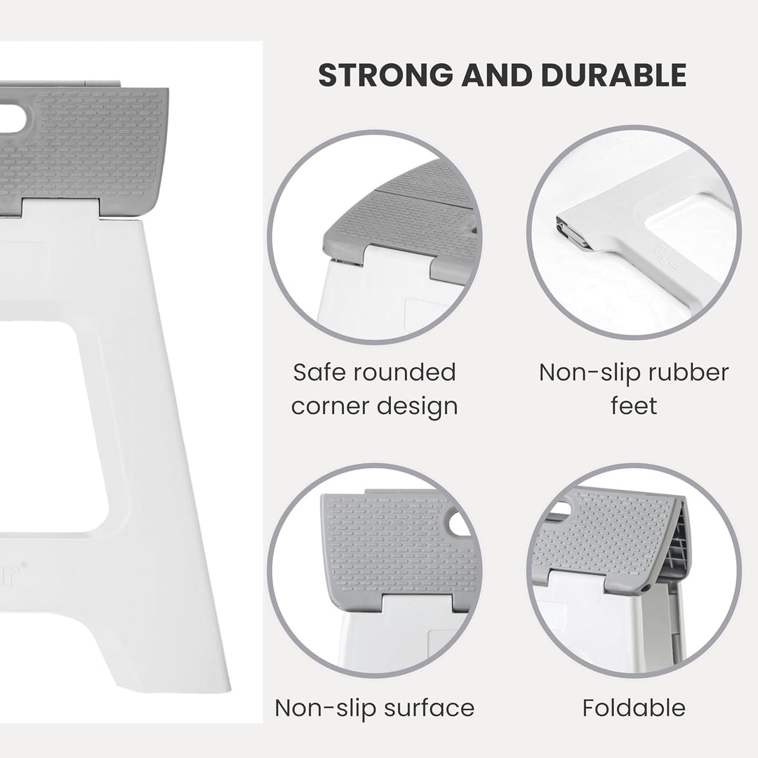 Vigar Compact Tritthocker klappbar 40 cm mit Griffen, Grau, 43x37x40 Grau 40 cm, 1-Step, Grau 40 cm,
