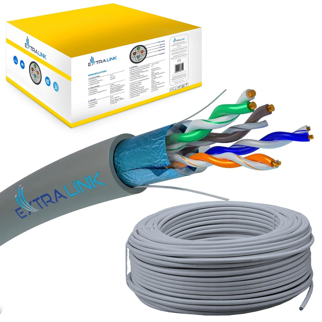 EXTRALINK 305m CAT5e Netzwerkkabel LAN Verlegekabel Innenbereich – 100% Kupfe U/UTPr, PVC Mantel, bi