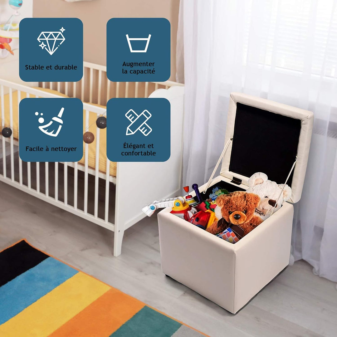 GIANTEX Sitzhocker mit Stauraum, Sitzwürfel Sitzbox auS PU, Sitztruhe Sitzcube Aufbewahrungsbox Fuss