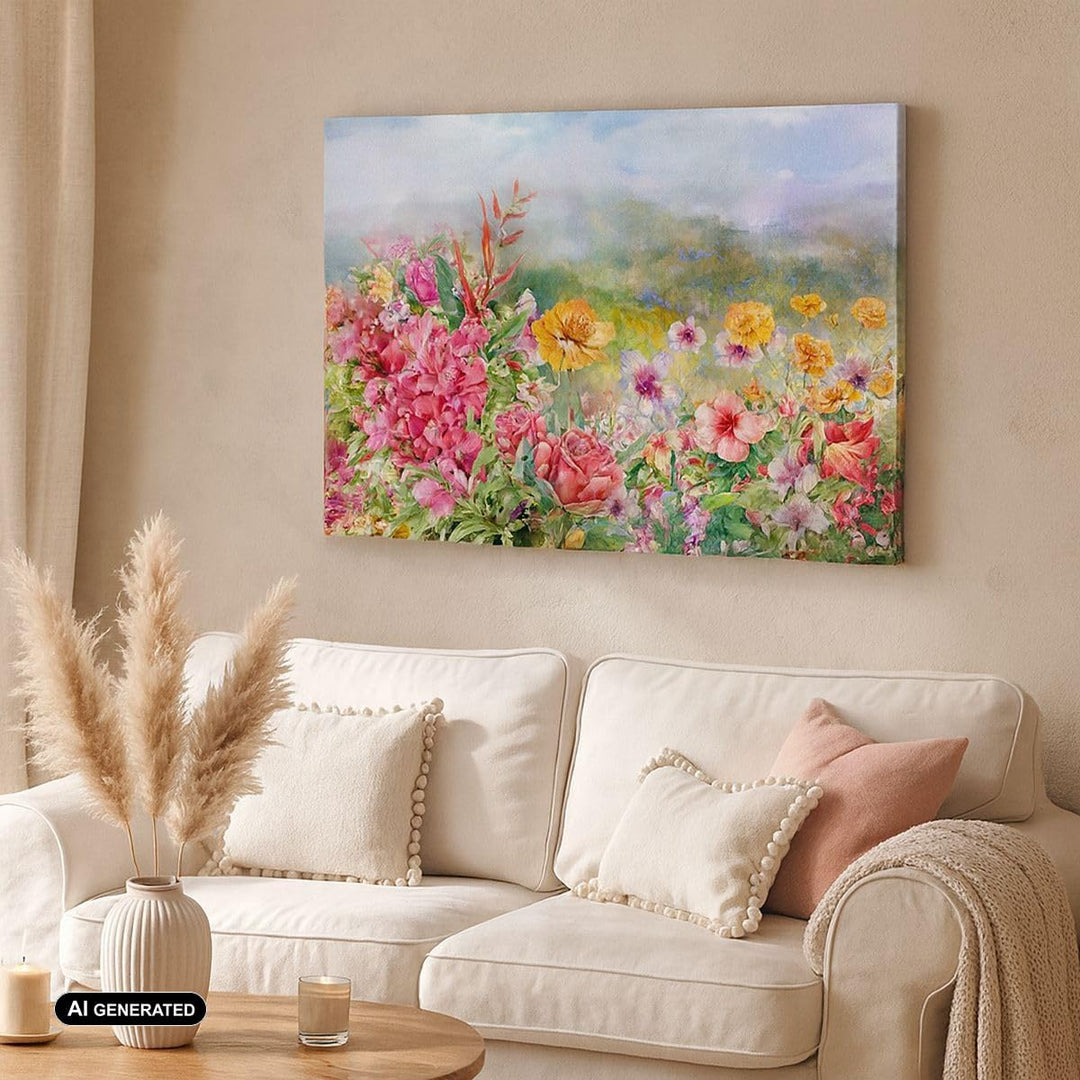 Bilder auf Leinwand 100x70cm Leinwandbild mit Rahmen blume sommer natur Gross Wanddeko Bild Schlafzi