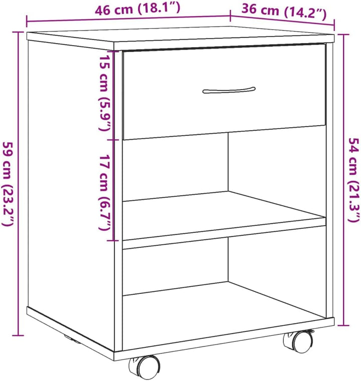 vidaXL Rollcontainer, Aktenschrank mit Stauraum, Rollschrank für Büro Arbeitszimmer, Bürocontainer B