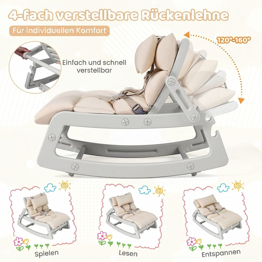 COSTWAY 2 in 1 Babywippe, Baby Schaukelstuhl mit verstellbarer Rücklehne, waschbarem Kissen &amp; Sicher